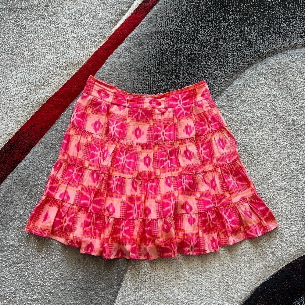 Anthropologie Danielle Duer Tiered Mini Ikat Print Skirt